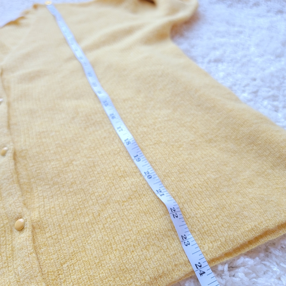 Sezane Pale Yellow V-Neck Button Cardigan - Picture 6 of 9
